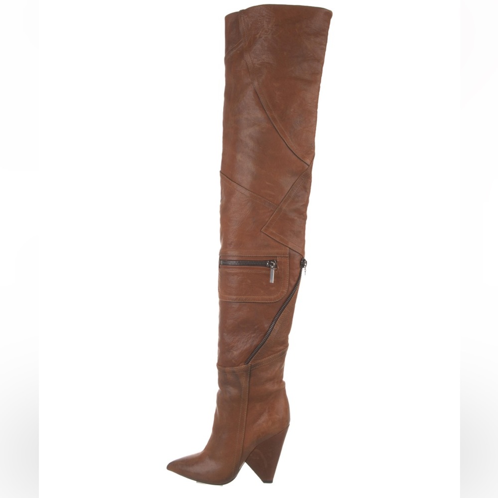 Saint Laurent leather over the knee boots - Picture 2 of 5